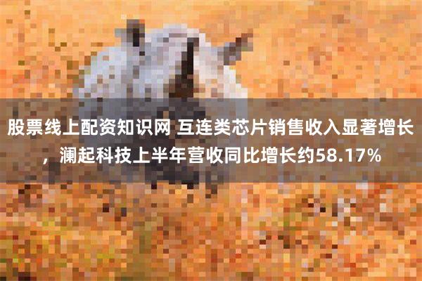 股票线上配资知识网 互连类芯片销售收入显著增长，澜起科技上半年营收同比增长约58.17%