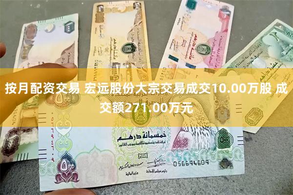 按月配资交易 宏远股份大宗交易成交10.00万股 成交额271.00万元